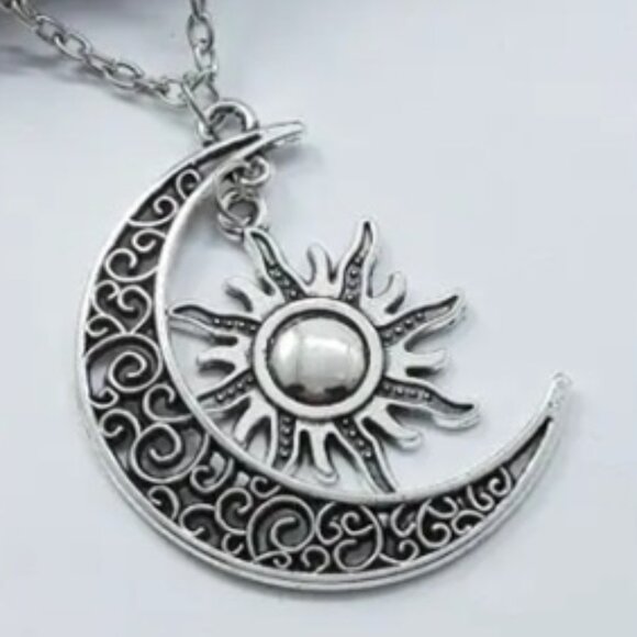 Moon & Sun Celestial Pendant with Intricate Detailing Necklace - Picture 4 of 5